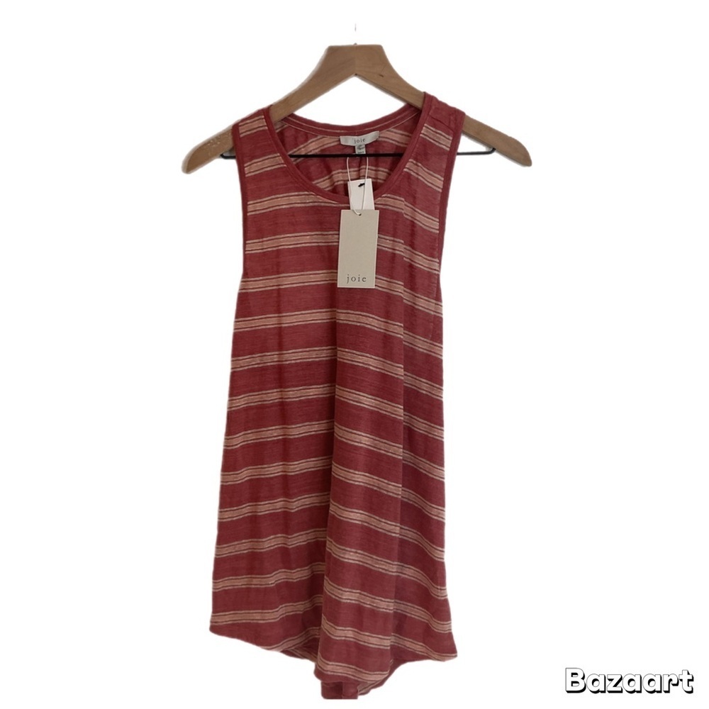 Joie Rayson Striped Tank Top NWT size large 100% Linen with criss crossed‎ back